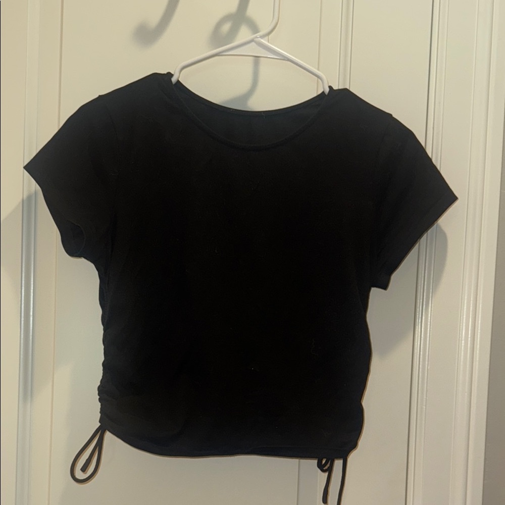 Princess Polly Black Cropped Tee With Ties on The Side